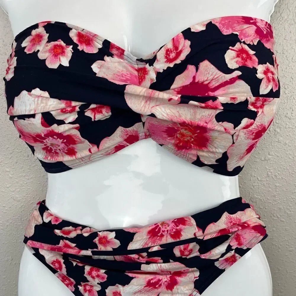 MWT DKNY Floral Matching Bikini and Bottoms Size XXL